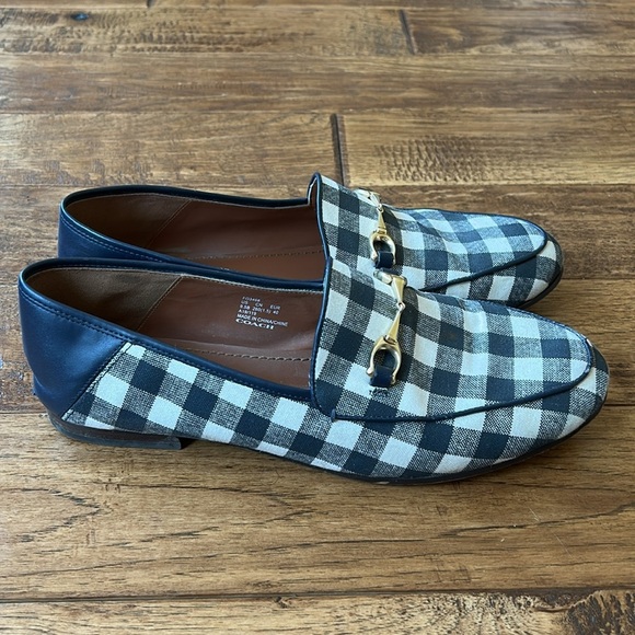 Coach Haley Horse Bit Loafers Gingham Print Navy White Size 9.5 - Picture 1 of 10